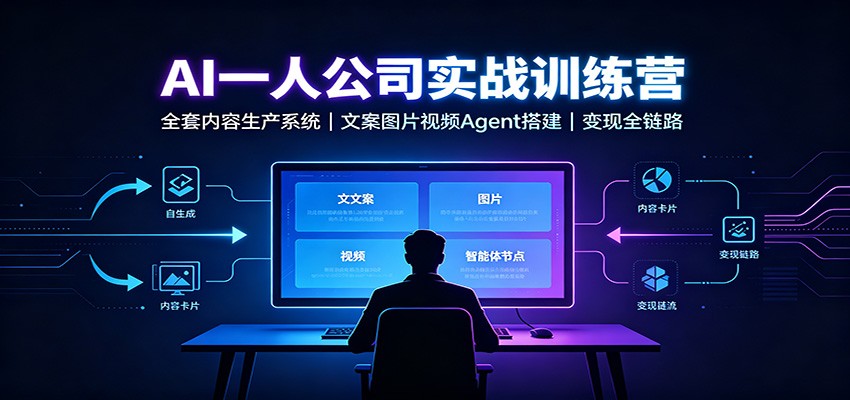 AI创作一人公司实战训练营：全套内容生产系统，文案图片视频Agent搭建变现全链路-百川聊项目