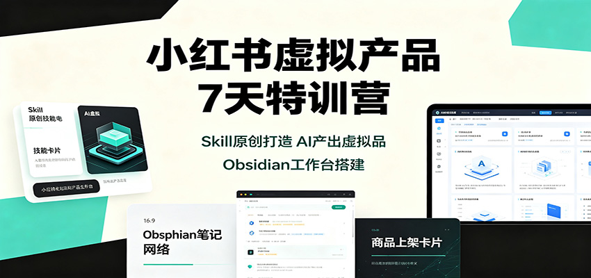 小红书虚拟产品7天特训营：Skill原创打造，AI产出虚拟品，Obsidian工作台搭建-百川聊项目