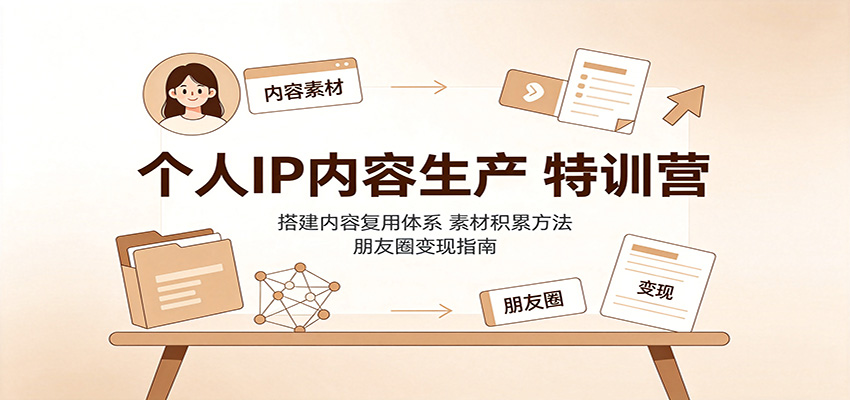 个人IP内容生产特训营：搭建内容复用体系，素材积累方法，朋友圈变现指南-百川聊项目
