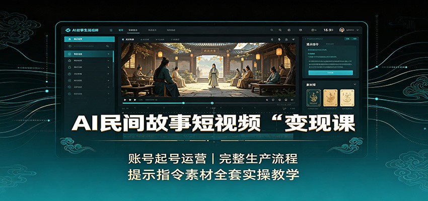 AI民间故事短视频变现课：账号起号运营，完整生产流程，提示指令素材全套实操教学-百川聊项目