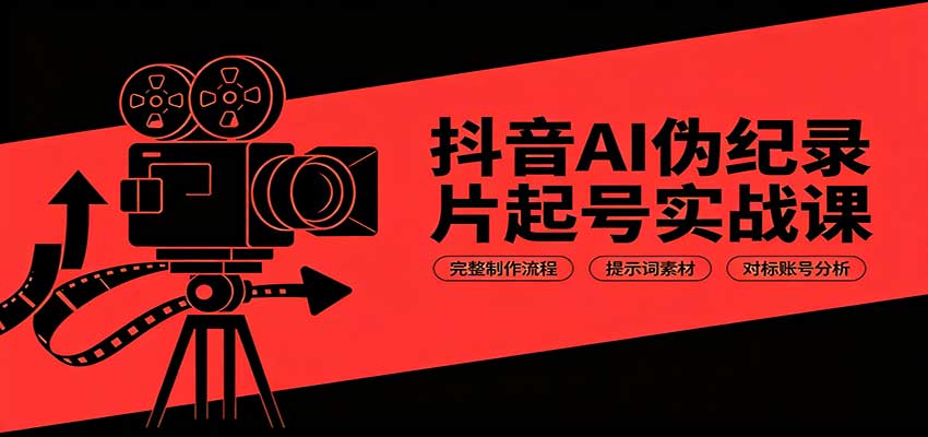 抖音AI伪纪录片起号实战课：完整制作流程，提示词素材，对标账号分析-百川聊项目