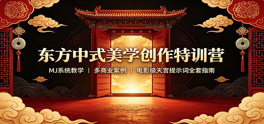 东方中式美学创作特训营：MJ系统教学，多商业案例，电影级天宫提示词全套指南-百川聊项目
