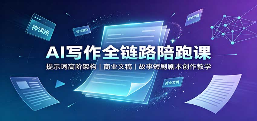 AI写作全链路陪跑课：提示词高阶架构，商业文稿，故事短剧剧本创作教学-百川聊项目