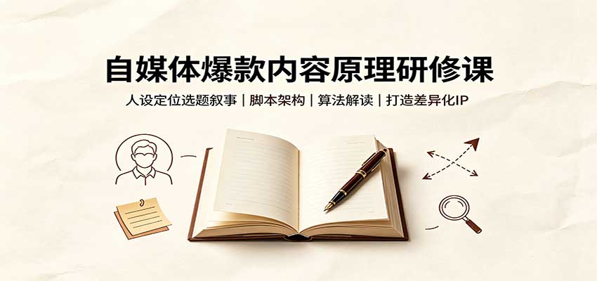 自媒体爆款内容原理研修课：人设定位选题叙事，脚本架构，算法解读打造差异化IP-百川聊项目