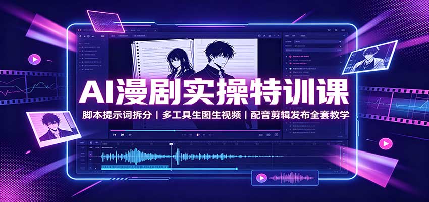 AI漫剧实操特训课：脚本提示词拆分，多工具生图生视频，配音剪辑发布全套教学-百川聊项目