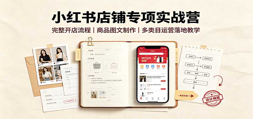 小红书店铺专项实战营：完整开店流程，商品图文制作，多类目运营落地教学-百川聊项目