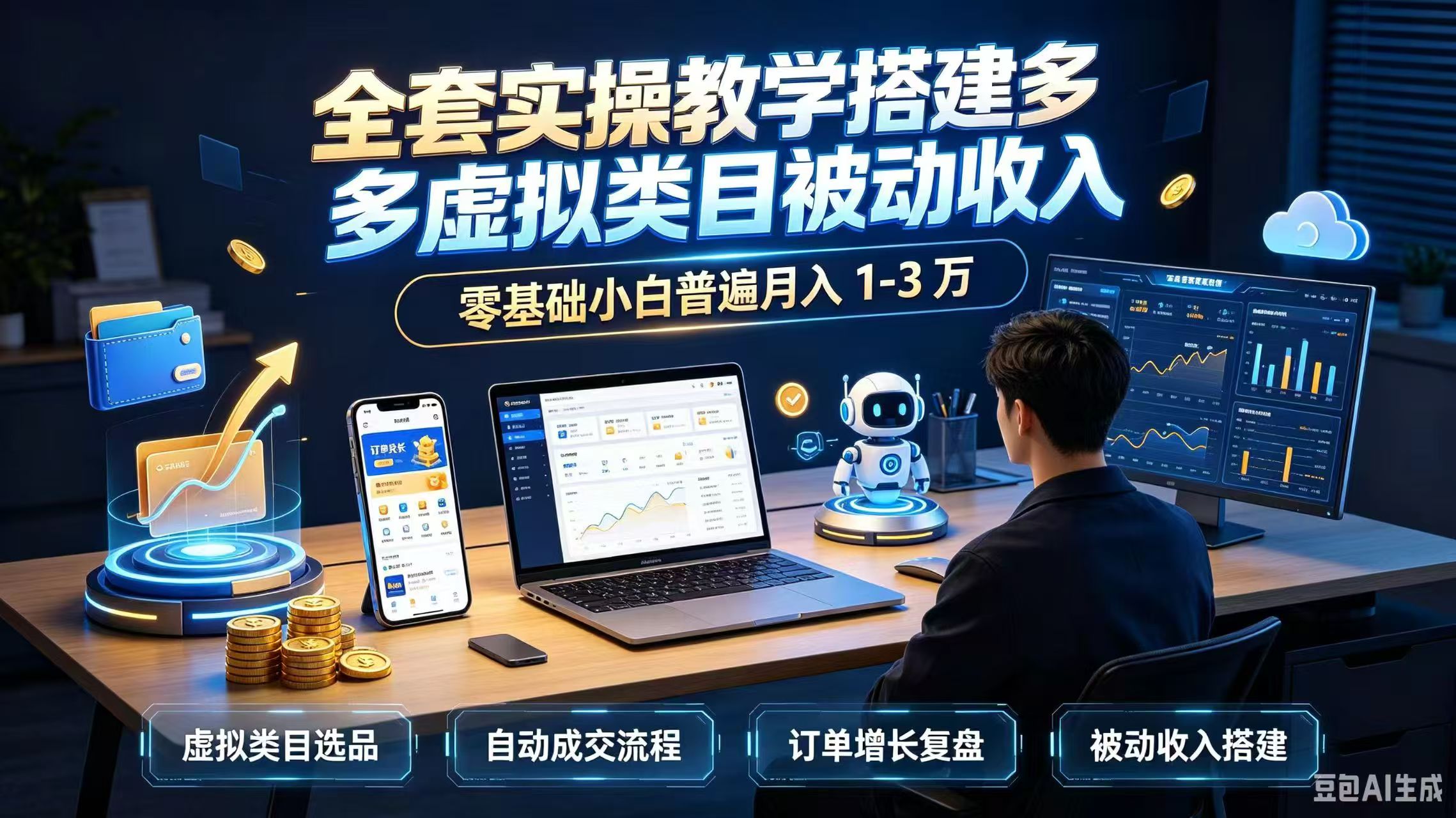 全套实操教学搭建多多虚拟类目被动收入，零基础小白普遍月入 1-3 万-百川聊项目