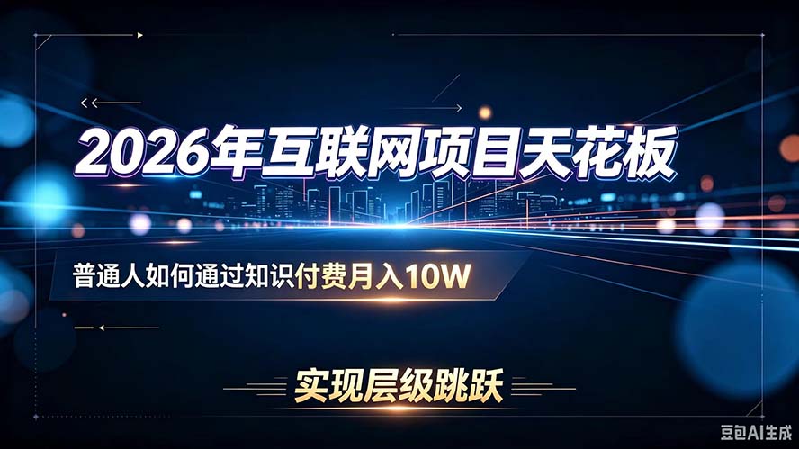 2026年互联网项目天花板：普通人如何通过知识付费月入10W，实现层级跳跃-百川聊项目