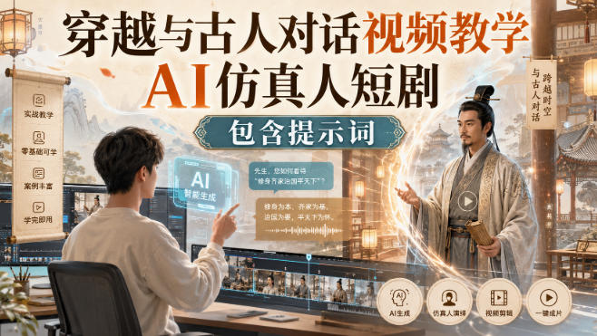 穿越与古人对话视频教学，AI仿真人短剧，包含提示词-百川聊项目