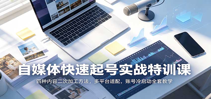 自媒体快速起号实战特训课：四种内容二次加工方法，多平台适配，账号冷启动全套教学-百川聊项目