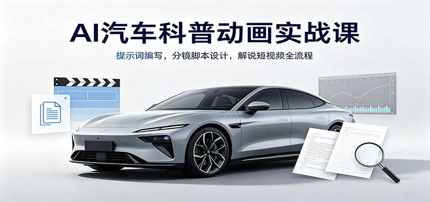 AI汽车科普动画实战课：提示词编写，分镜脚本设计，解说短视频全流程-百川聊项目