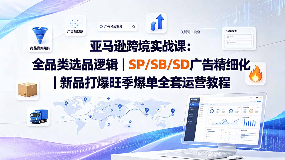 亚马逊跨境实战课-更新8月：全品类选品逻辑｜SP/SB/SD广告精细化｜新品打爆旺季爆单全套运营教程-百川聊项目