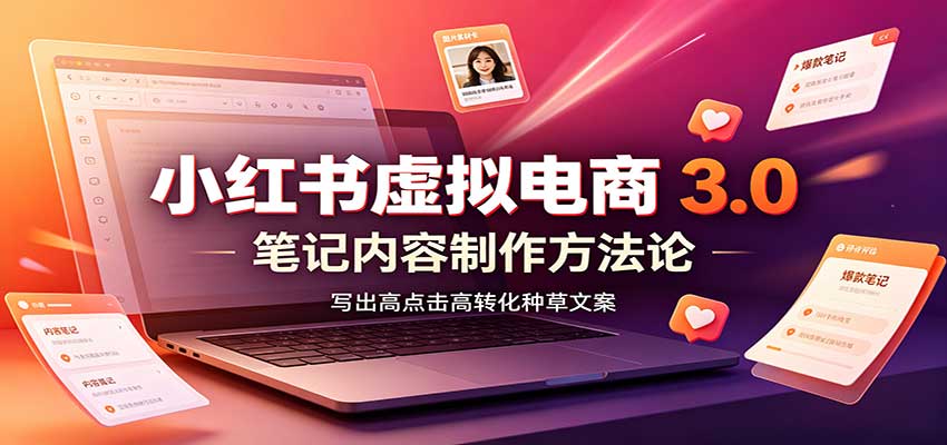 小红书虚拟电商3.0：账号搭建选品开店，笔记内容制作，矩阵投放教学-百川聊项目