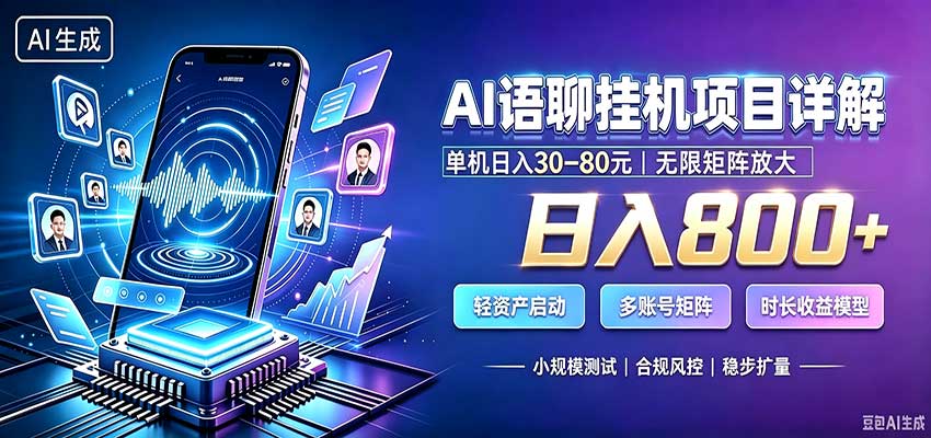 AI语聊挂机，日入800+，适用个人副业，工作室矩阵操作-百川聊项目