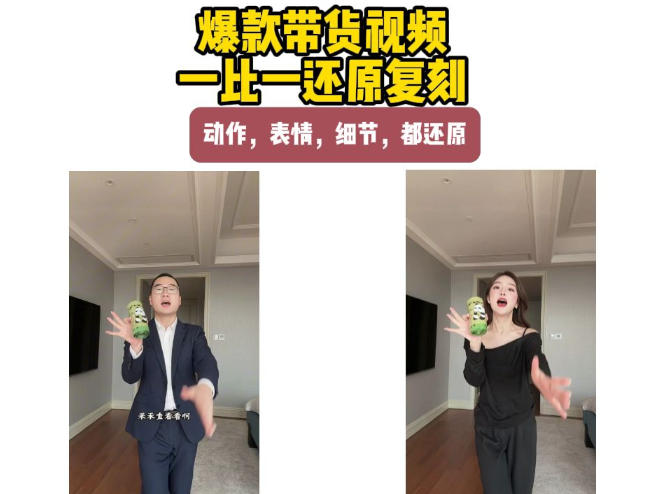 AI带货视频复刻，一比一还原加二创，动作，表情，细节，都还原，新手也能直接套用-百川聊项目