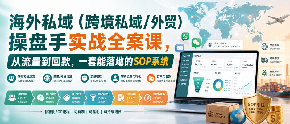 海外私域(跨境私域/外贸)操盘手实战全案课，从流量到回款，一套能落地的SOP系统-百川聊项目