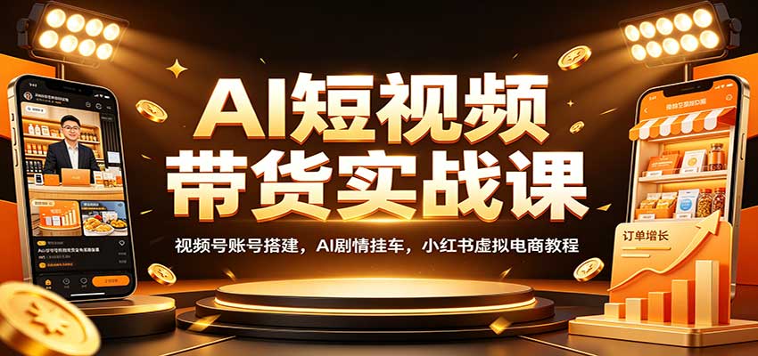 AI短视频带货实战课：视频号账号搭建，AI剧情挂车，小红书虚拟电商教程-百川聊项目