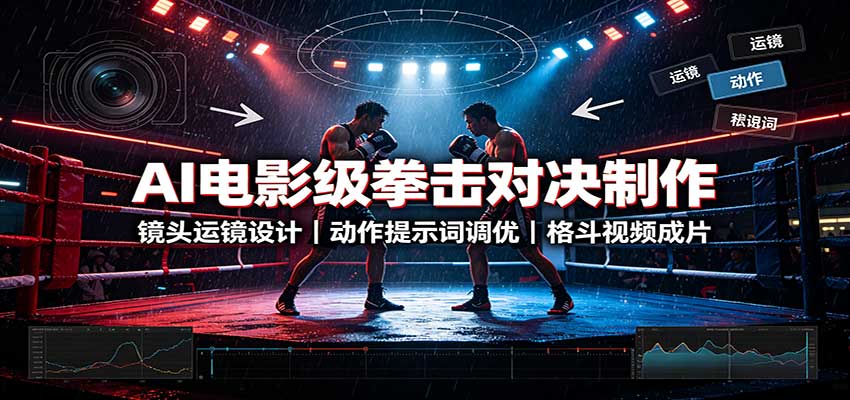 AI电影级拳击对决制作：镜头运镜设计，动作提示词调优，格斗视频成片-百川聊项目