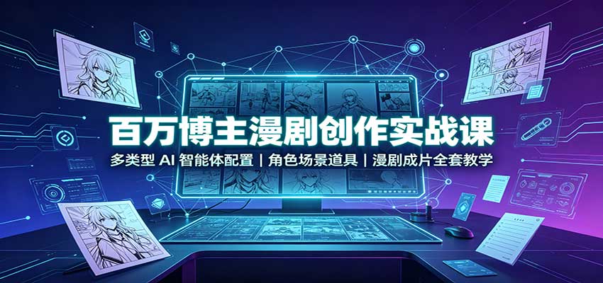 百万博主漫剧创作实战课：多类型AI智能体配置，角色场景道具，漫剧成片全套教学-百川聊项目