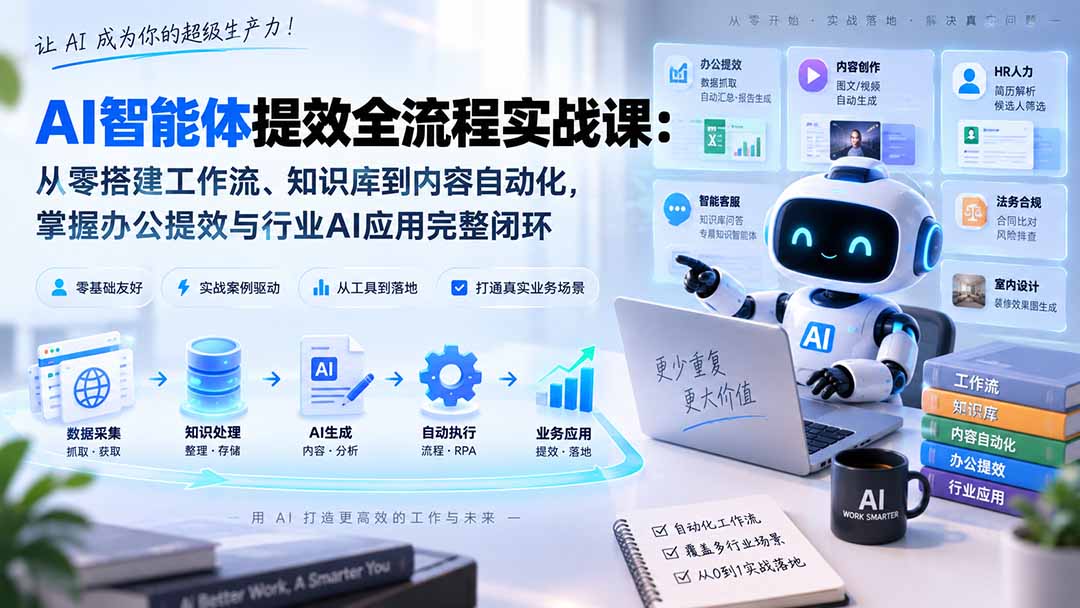 AI智能体提效全流程实战课：从零搭建工作流、知识库到内容自动化，掌握办公提效与行业AI应用完整闭环-百川聊项目