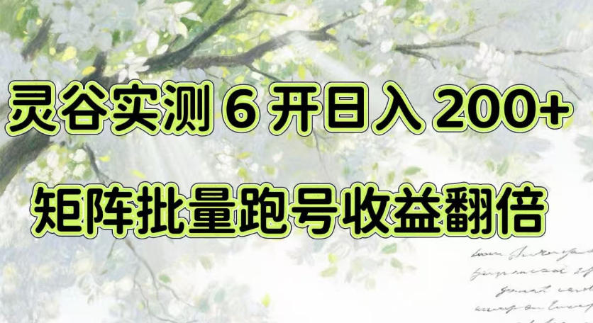 一台电脑就能做！灵谷实测6开日入200+，矩阵批量跑号收益翻倍【揭秘】-百川聊项目