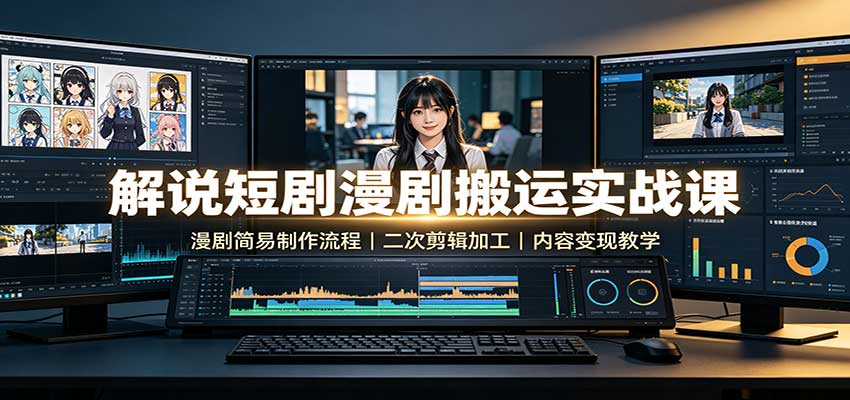解说短剧漫剧搬运实战课：漫剧简易制作流程，二次剪辑加工，内容变现教学-百川聊项目