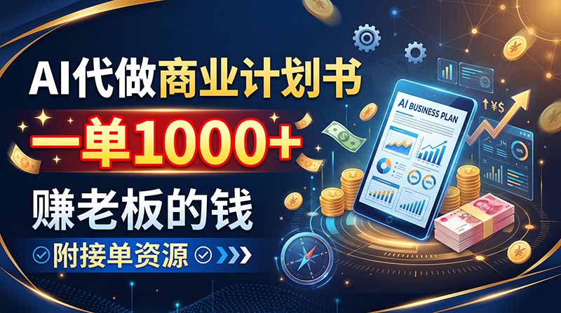 AI代做商业计划书，一单1000+，赚老板的钱，附接单资源-百川聊项目