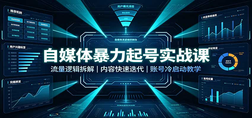 自媒体暴力起号实战课：流量逻辑拆解，内容快速迭代，账号冷启动教学-百川聊项目