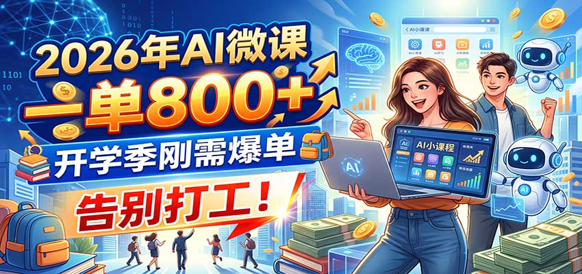 2026年AI微课，一单800+，开学季刚需爆单，告别打工！-百川聊项目