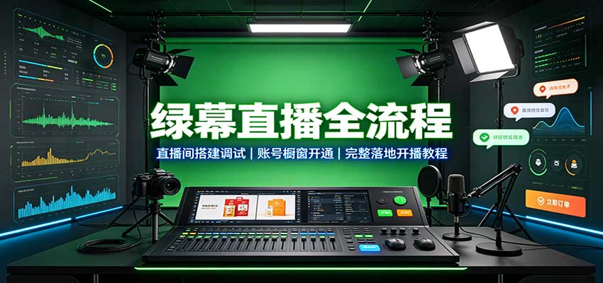绿幕直播全流程：直播间搭建调试，账号橱窗开通，完整落地开播教程-百川聊项目