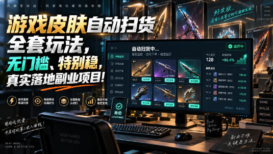 游戏皮肤自动扫货全套玩法，无门槛、特别稳，真实落地副业项目！【揭秘】-百川聊项目