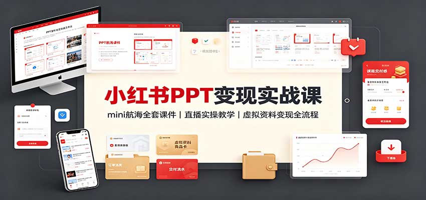 小红书PPT变现实战课：mini航海全套课件+直播实操教学，虚拟资料变现全流程-百川聊项目