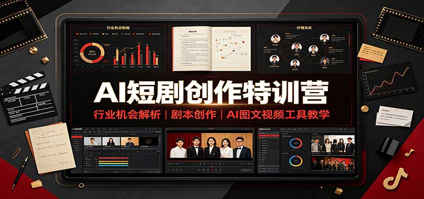 AI短剧创作特训营：行业机会解析，剧本创作，AI图文视频工具教学(文字版)-百川聊项目