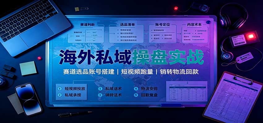海外私域操盘实战：赛道选品账号搭建，短视频跑量，销转物流回款-百川聊项目