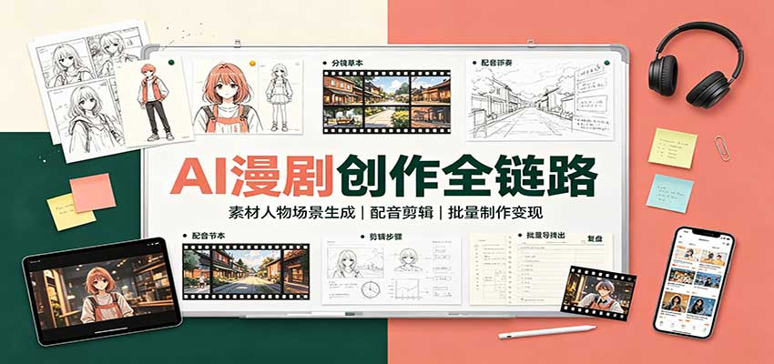 AI漫剧创作全链路：素材人物场景生成，配音剪辑，批量制作变现-百川聊项目