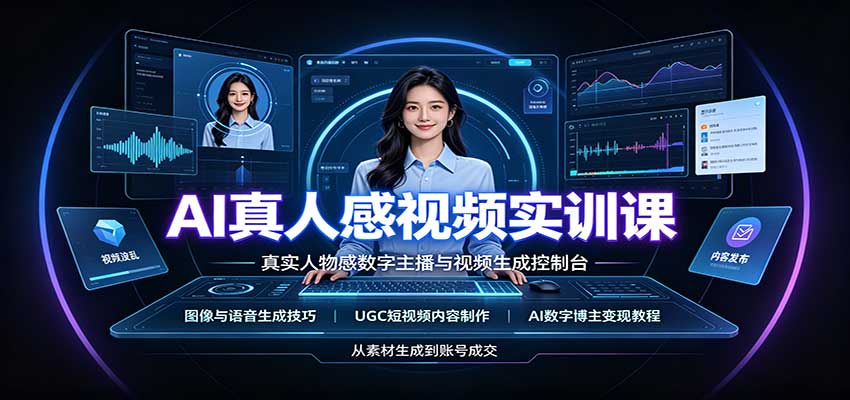 AI真人感视频实训课：图像语音生成，UGC内容制作，AI数字博主变现教程-百川聊项目
