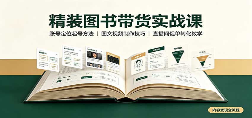 精装图书带货实战课：账号定位起号方法，图文视频制作，促单转化教学-百川聊项目