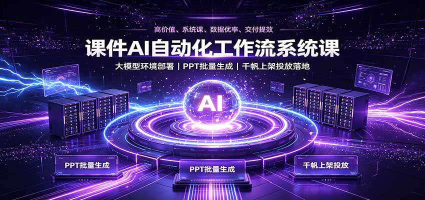 课件AI自动化工作流系统课：大模型环境部署，PPT批量生成，千帆上架投放落地-百川聊项目