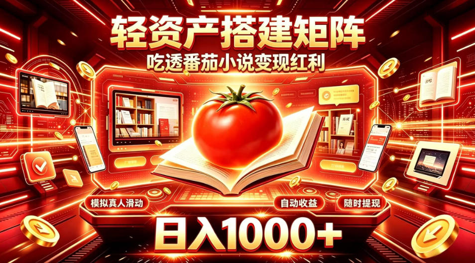 轻资产搭建矩阵，吃透番茄小说变现红利，日入1000+，支持无限矩阵放大【揭秘】-百川聊项目