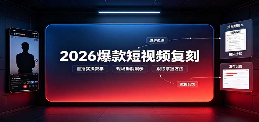 2026爆款短视频复刻：直播实操教学，配套文字文档掌握全流程-百川聊项目