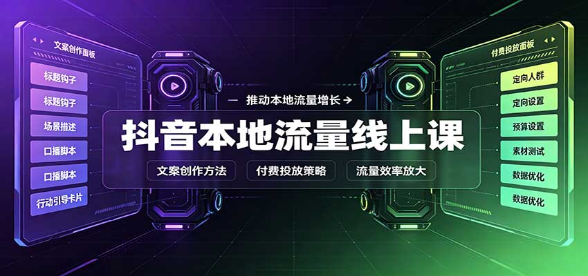 抖音本地流量线上课：账号搭建拍摄剪辑，文案创作与付费投放教学-百川聊项目