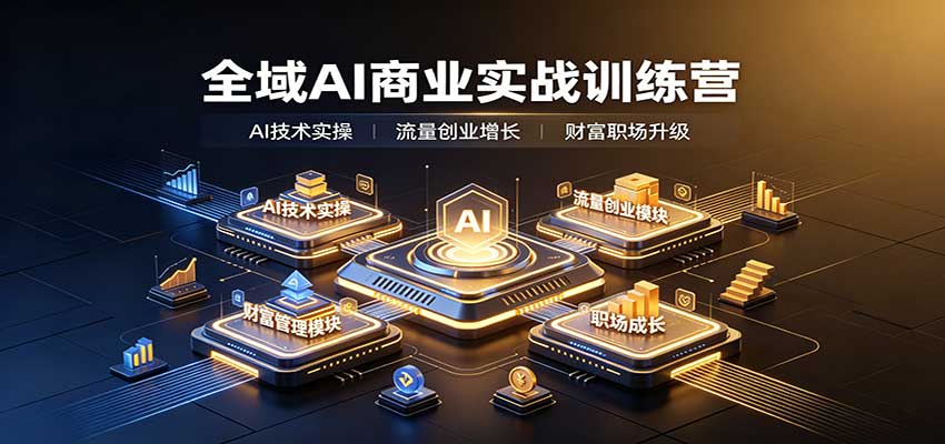 全域AI商业实战训练营：涵盖AI技术实操、流量创业、财富管理与职场成长全体系内容-百川聊项目