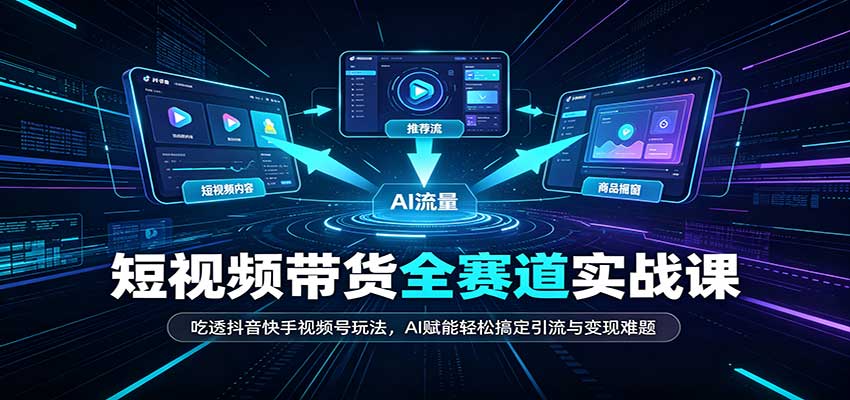 短视频带货全赛道：吃透抖音快手视频号玩法，AI赋能轻松搞定引流与变现难题-百川聊项目