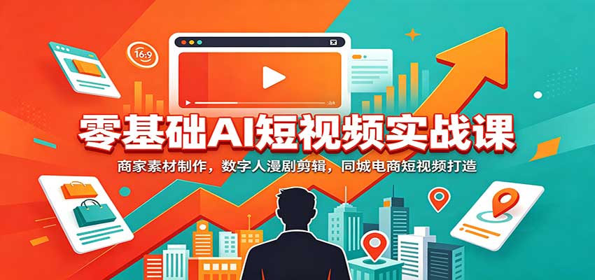 零基础AI短视频实战课：商家素材制作，数字人漫剧剪辑，同城电商短视频打造-百川聊项目