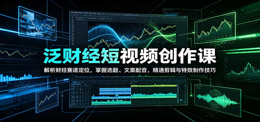 泛财经短视频创作课：解析财经赛道定位，掌握选题、文案配音，精通剪辑与特效制作技巧-百川聊项目
