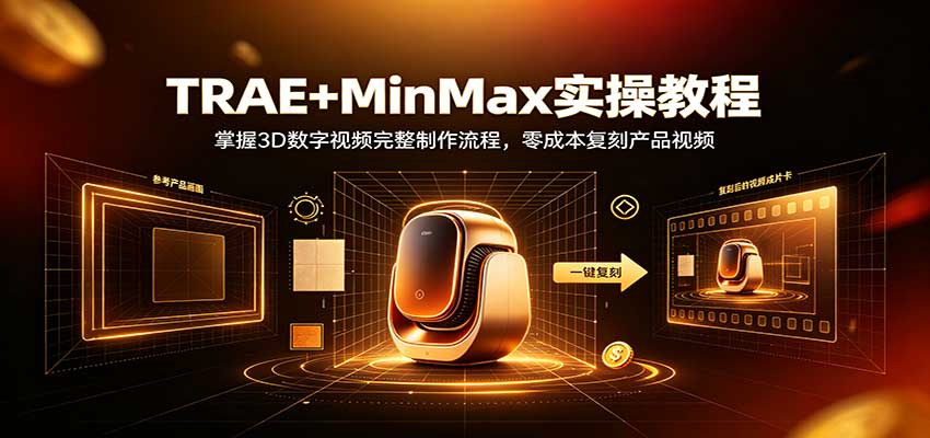 TRAE+MinMax实操教程：3D数字视频完整制作流程，零成本复刻产品视频-百川聊项目