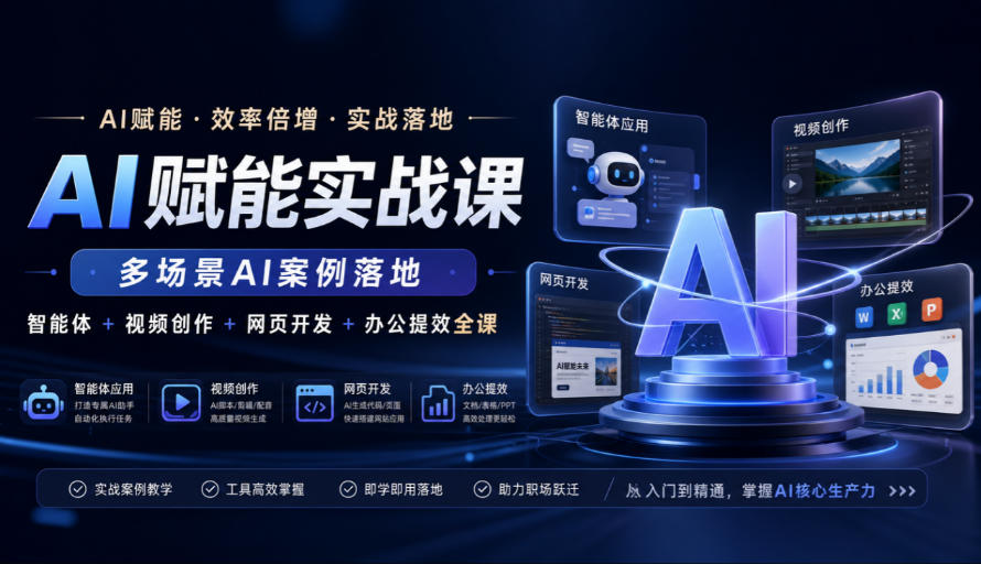 AI赋能实战课,多场景AI案例落地,智能体+视频创作+网页开发+办公提效全课-百川聊项目