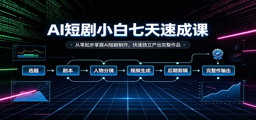 AI短剧小白七天速成课：从零起步掌握AI短剧制作，快速独立产出完整作品-百川聊项目