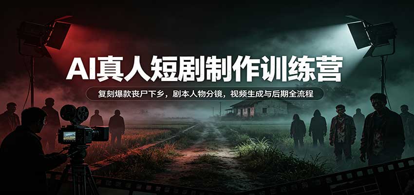 AI真人短剧制作训练营：复刻爆款丧尸下乡，剧本人物分镜，视频生成与后期全流程-百川聊项目