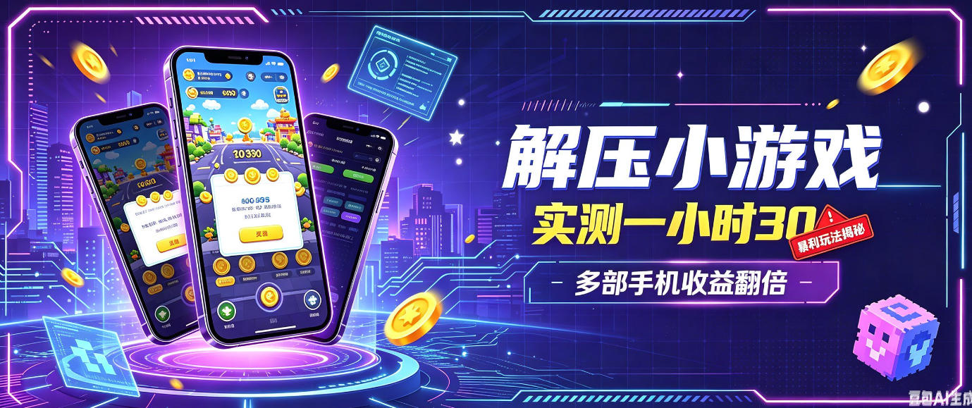 小游戏全流程玩法，实测一小时搞30，简单无脑解压，当天做当天就能看到进账，直接冲就行【揭秘】-百川聊项目